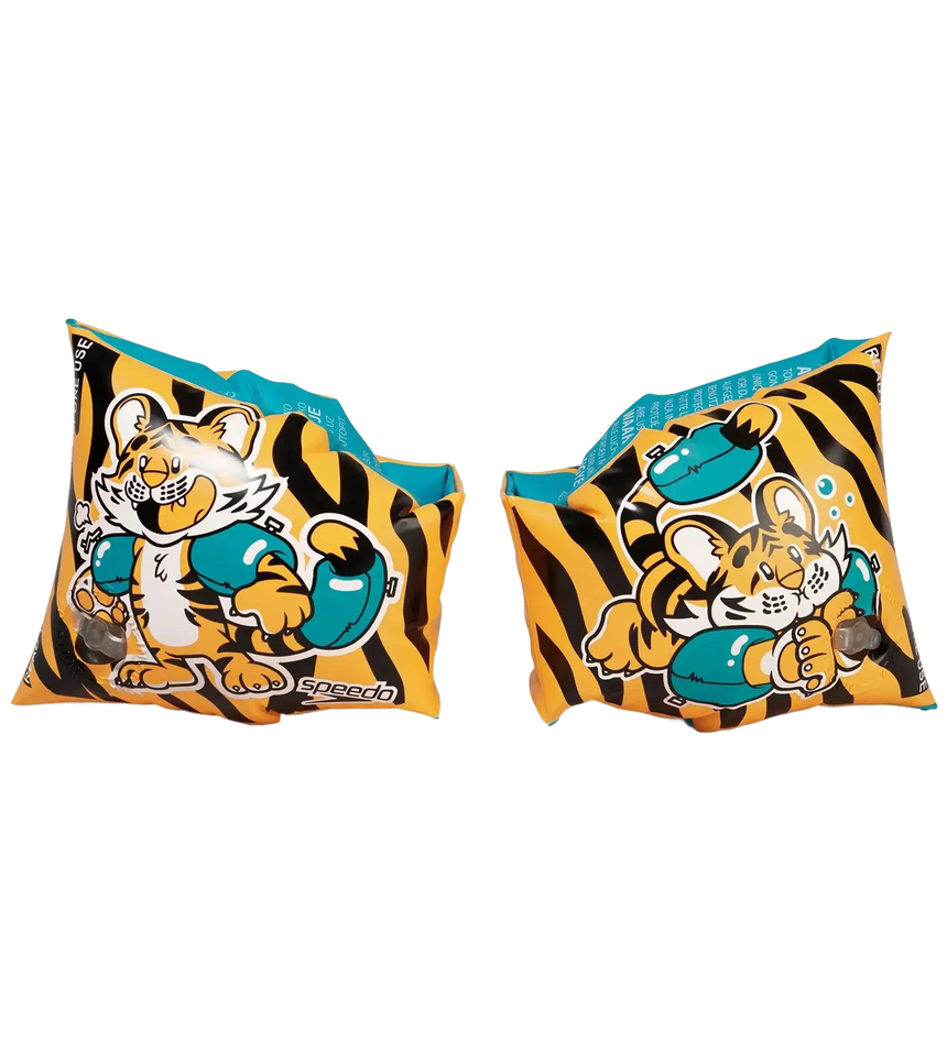Unisex Aanadi Bengali Tiger Print Swim Confidence Armbands For Tot's - Orange & Green