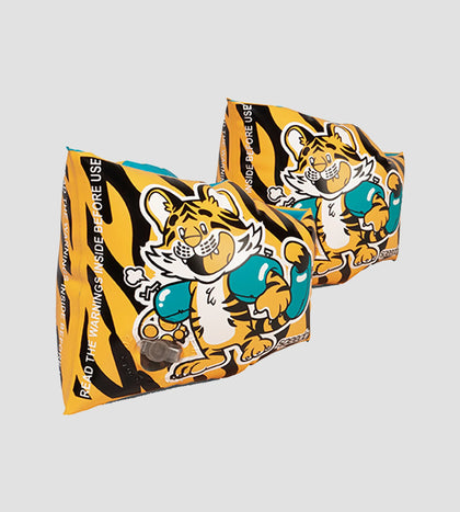 Unisex Aanadi Bengali Tiger Print Swim Confidence Armbands For Tot's - Orange & Green