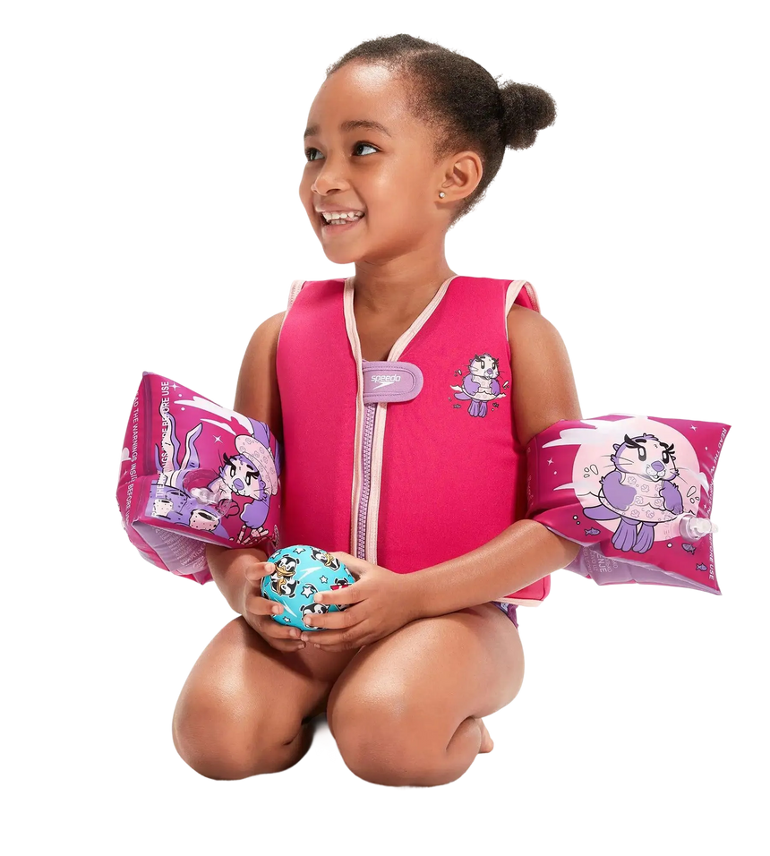 Unisex Aria Sea Otter Print Swim Confidence Armbands For Tot's - Pink & Purple