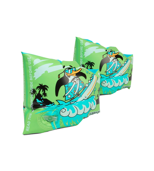 Unisex Chima African Penguin Print Swim Confidence Armbands For Tot's - Green & Blue