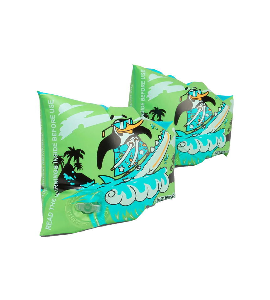 Unisex Chima African Penguin Print Swim Confidence Armbands For Tot's - Green & Blue