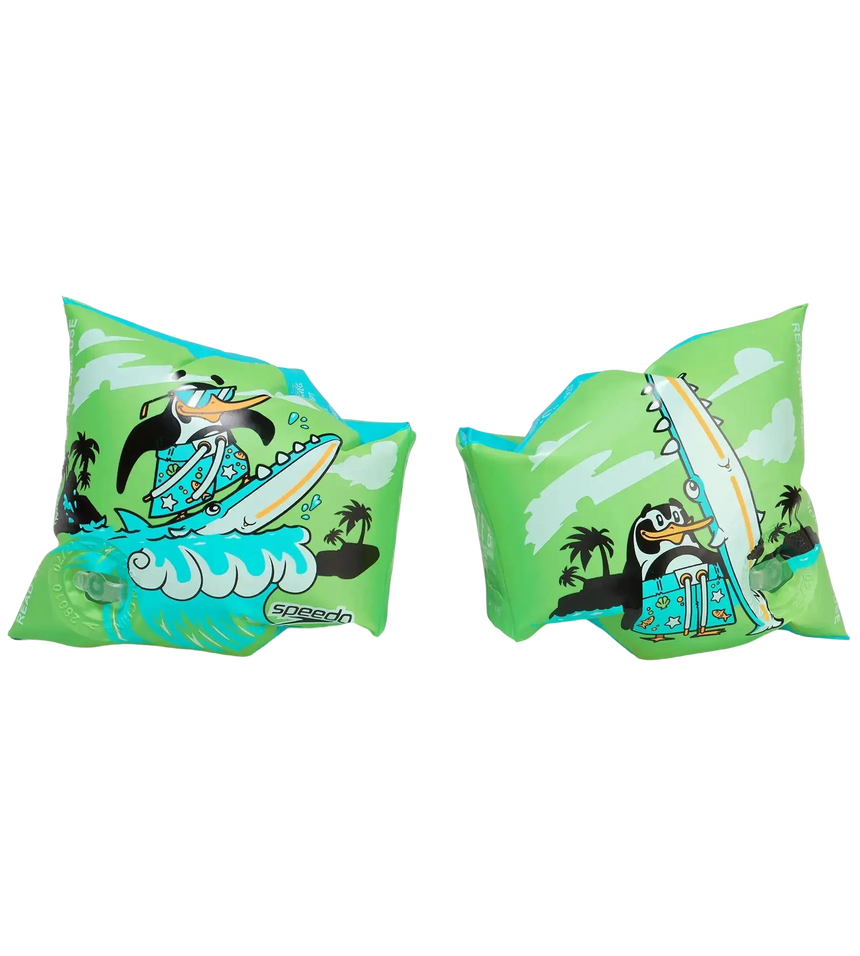 Unisex Chima African Penguin Print Swim Confidence Armbands For Tot's - Green & Blue