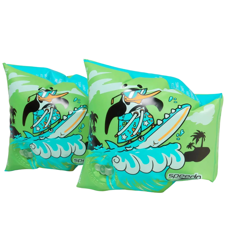 Unisex Chima African Penguin Print Swim Confidence Armbands For Tot's - Green & Blue