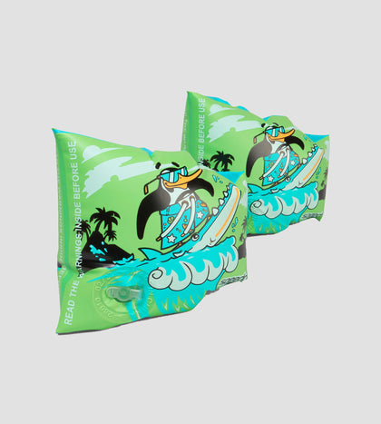 Unisex Chima African Penguin Print Swim Confidence Armbands For Tot's - Green & Blue