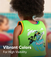 Chima Penguin Print Swim Confidence Float Vest For Tot's - Green & Blue