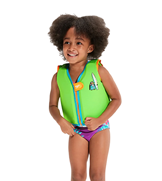 Chima Penguin Print Swim Confidence Float Vest For Tot's - Green & Blue