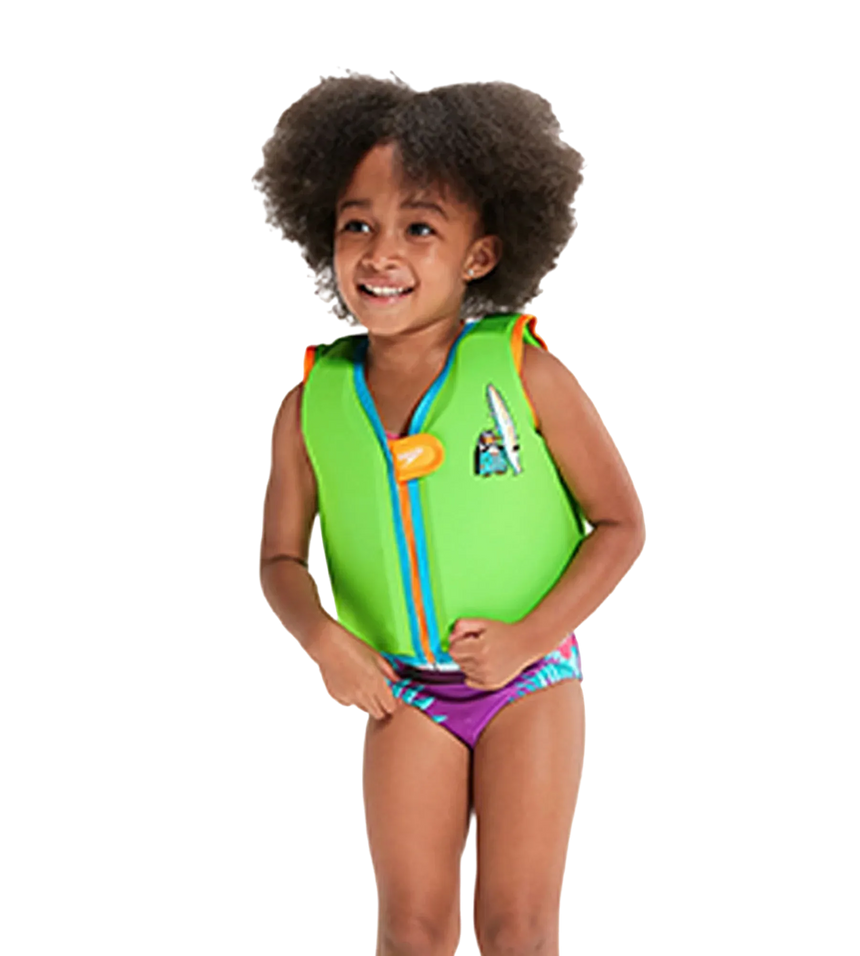 Chima Penguin Print Swim Confidence Float Vest For Tot's - Green & Blue