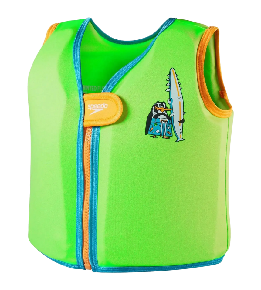 Chima Penguin Print Swim Confidence Float Vest For Tot's - Green & Blue