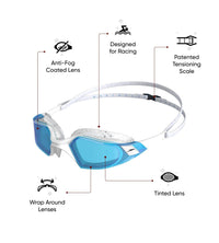 Unisex Adult Aquapulse Pro Tint-Lens Swim Goggles - White & Blue