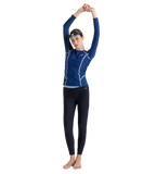 Women's Solid Long Sleeve Suntop - Ammonite Blue & White