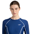 Women's Solid Long Sleeve Suntop - Ammonite Blue & White