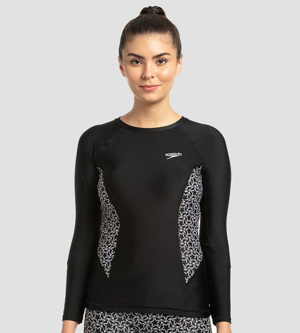 Women's Endurance Boomstar Printed Long Sleeve Suntop - Black & White