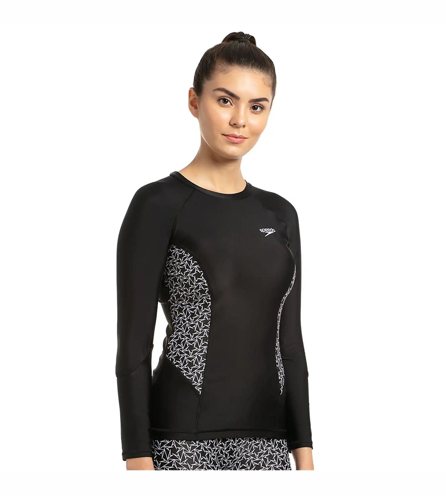 Women's Endurance Boomstar Printed Long Sleeve Suntop - Black & White_3