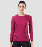 Women's Solid Long Sleeve Suntop - Berry & True Navy