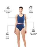 Women's Recycled Endurance+ Belted U Back One Piece Swimwear - Ammonite & Soft Coral
