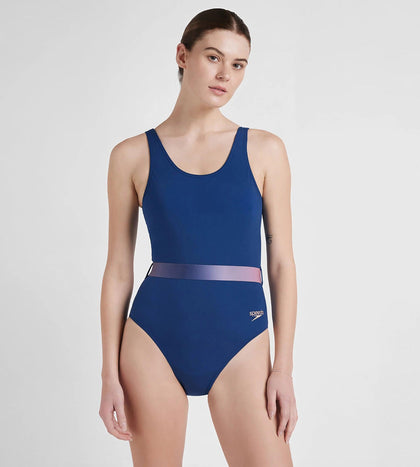 Women's Recycled Endurance+ Belted U Back One Piece Swimwear - Ammonite & Soft Coral