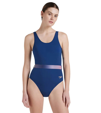 Women's Recycled Endurance+ Belted U Back One Piece Swimwear - Ammonite & Soft Coral