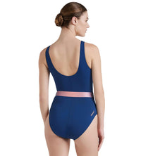 Women's Recycled Endurance+ Belted U Back One Piece Swimwear - Ammonite & Soft Coral