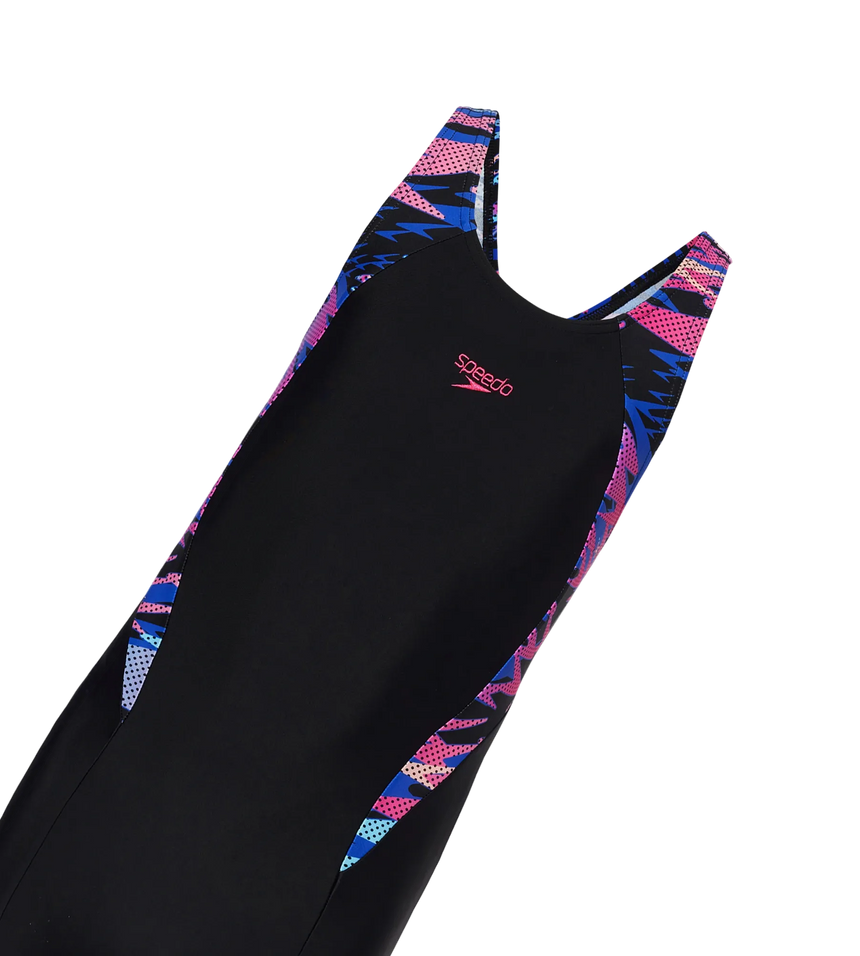 Girl's Endurance10 Hyperboom Print Splice Muscleback Legsuit - Black & Margarita Pink