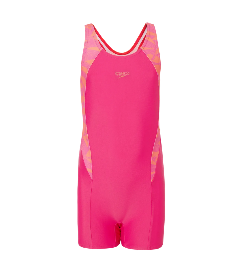 Girl's Endurance10 Print Splice Muscleback Legsuit - Ruby, Tropic Coral  & Margarita Pink