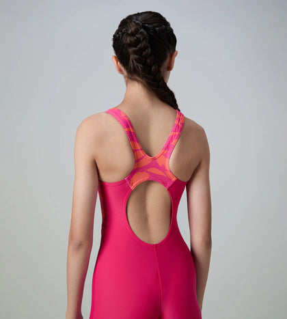 Girl's Endurance10 Print Splice Muscleback Legsuit - Ruby, Tropic Coral  & Margarita Pink