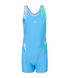 Girl's Endurance10 Print Splice Muscleback Legsuit - Periwinkle Blue & Glassy Pink