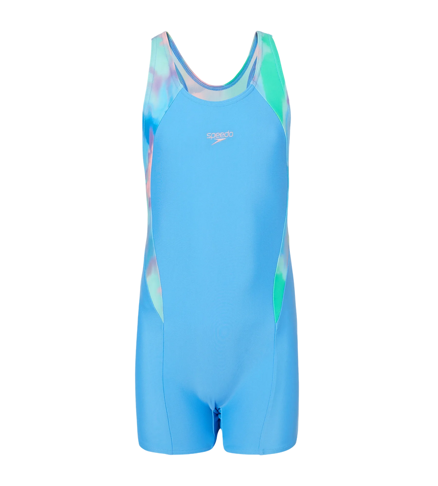 Girl's Endurance10 Print Splice Muscleback Legsuit - Periwinkle Blue & Glassy Pink