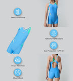 Girl's Endurance10 Print Splice Muscleback Legsuit - Periwinkle Blue & Glassy Pink