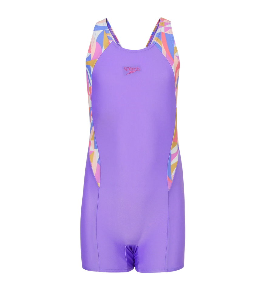 Girl's Endurance10 Print Splice Muscleback Legsuit - Purple Mist & Neon Violet