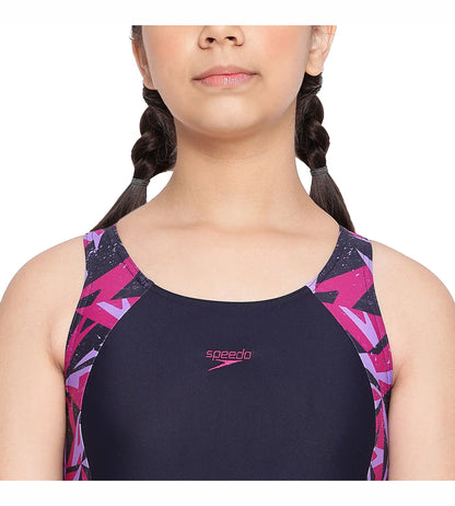 Girl's Hyperboom Splice Muscleback  Legsuit Swimwear - True Navy & Berry_7