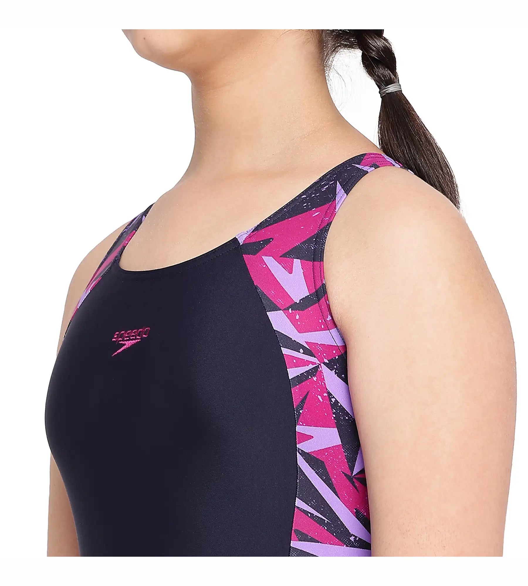 Girl's Hyperboom Splice Muscleback  Legsuit Swimwear - True Navy & Berry_8
