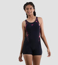 Girl's Endurance 10 Hyperboom Splice Muscleback Legsuit Swimwear - True Navy & Electricpink