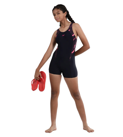 Girl's Endurance Hyperboom Splice Muscleback  Legsuit Swimwear - True Navy & Electricpink_5