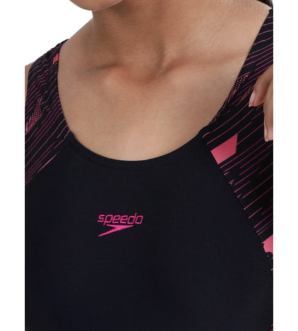 Girl's Endurance Hyperboom Splice Muscleback  Legsuit Swimwear - True Navy & Electricpink_7