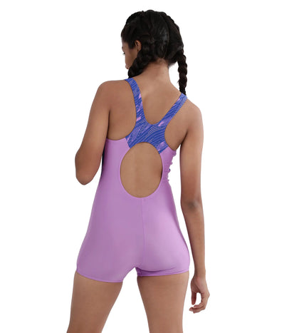 Girl's Hyperboom Splice Muscleback  Legsuit Swimwear - Sweet Purple & True Cobalt_4