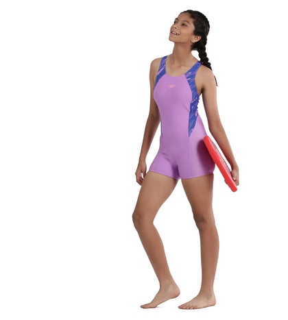 Girl's Hyperboom Splice Muscleback  Legsuit Swimwear - Sweet Purple & True Cobalt_5