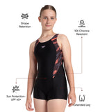 Girl's Endurance10 Hyperboom Print Splice Muscleback Legsuit - Black, Coral Sands & Peony Pink