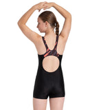 Girl's Endurance10 Hyperboom Print Splice Muscleback Legsuit - Black, Coral Sands & Peony Pink