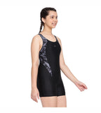 Girl's Hyperboom Splice Muscleback Legsuit Swimwear - Black & Oxid Grey_2