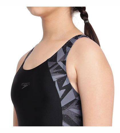 Girl's Hyperboom Splice Muscleback Legsuit Swimwear - Black & Oxid Grey_7