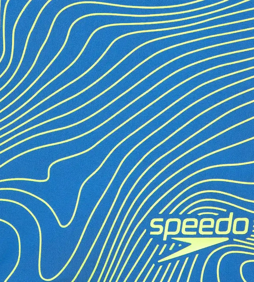 Boy's Enduraflex Tide Print Sports Gala Logo Aquashort - Turkish Sea & Hyper Yellow
