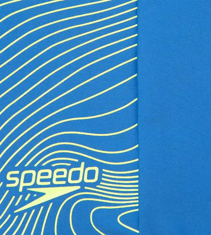 Boy's Enduraflex Tide Print Sports Gala Logo Aquashort - Turkish Sea & Hyper Yellow