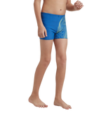 Boy's Enduraflex Tide Print Sports Gala Logo Aquashort - Turkish Sea & Hyper Yellow