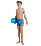 Boy's Enduraflex Tide Print Sports Gala Logo Aquashort - Turkish Sea & Hyper Yellow