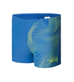 Boy's Enduraflex Tide Print Sports Gala Logo Aquashort - Turkish Sea & Hyper Yellow