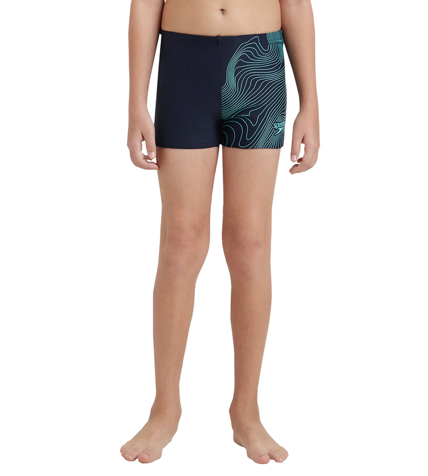 Boy's Endurance10 Tide Print Sports Gala Logo Aquashort - True Navy & Arctic Glass