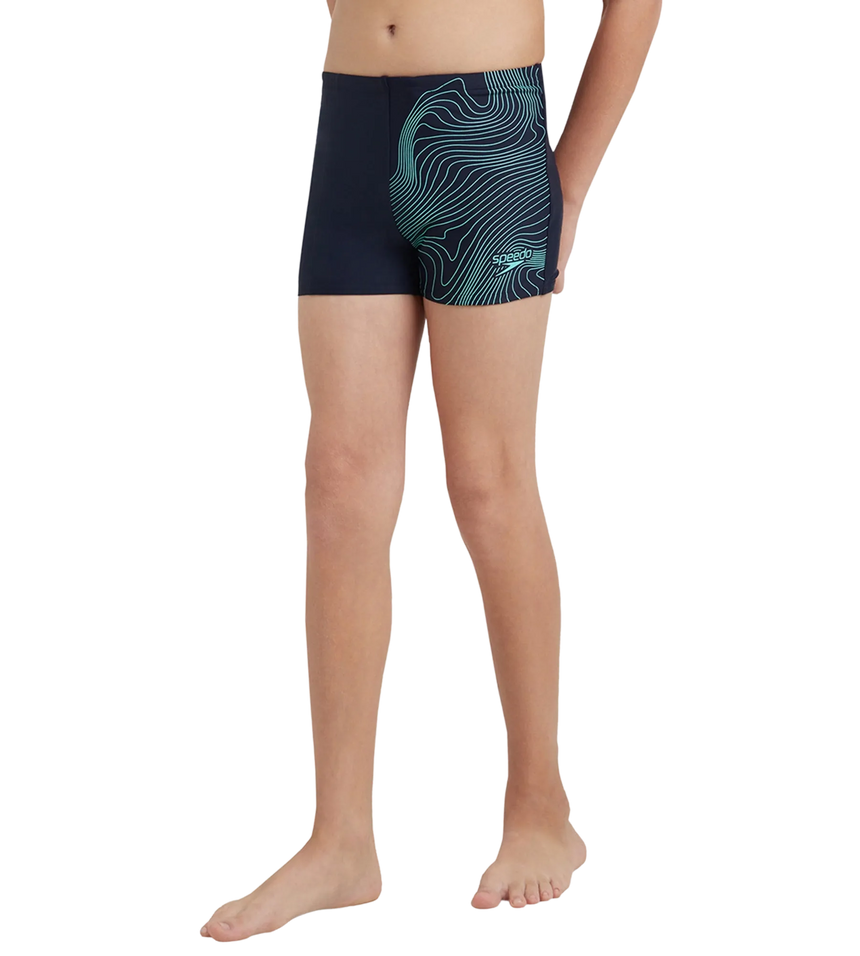 Boy's Endurance10 Tide Print Sports Gala Logo Aquashort - True Navy & Arctic Glass