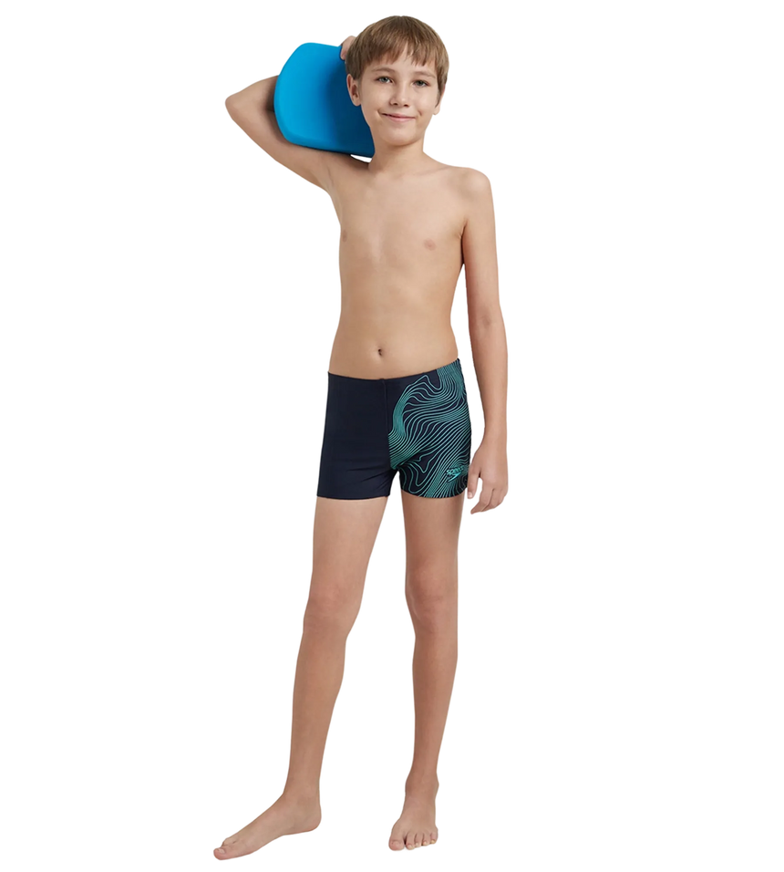 Boy's Endurance10 Tide Print Sports Gala Logo Aquashort - True Navy & Arctic Glass