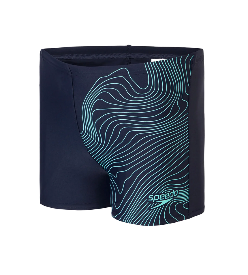 Boy's Endurance10 Tide Print Sports Gala Logo Aquashort - True Navy & Arctic Glass