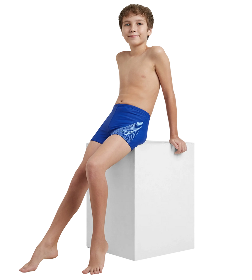 Boy's Endurance 10 Medley Logo Aquashort - True Cobalt & Curious Blue